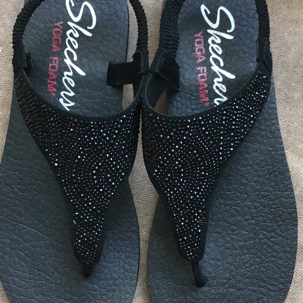 Skechers Meditation Sparkly Yoga Foam Slingbacks Sz 9 New